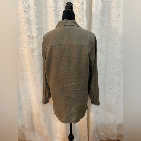 Evelyn & Arthur 100% Linen shirt, jacket, size, large  brown olive color career - Picture 2 of 9